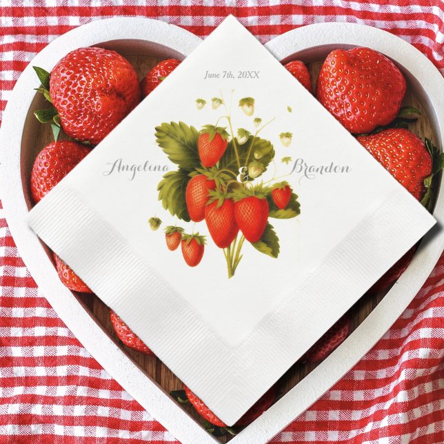 Vintage  strawberry orchard wedding napkin (Creator Uploaded)