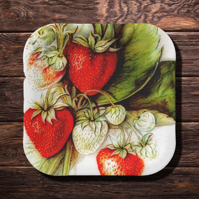 Vintage strawberry  paper plate (Creator Uploaded)