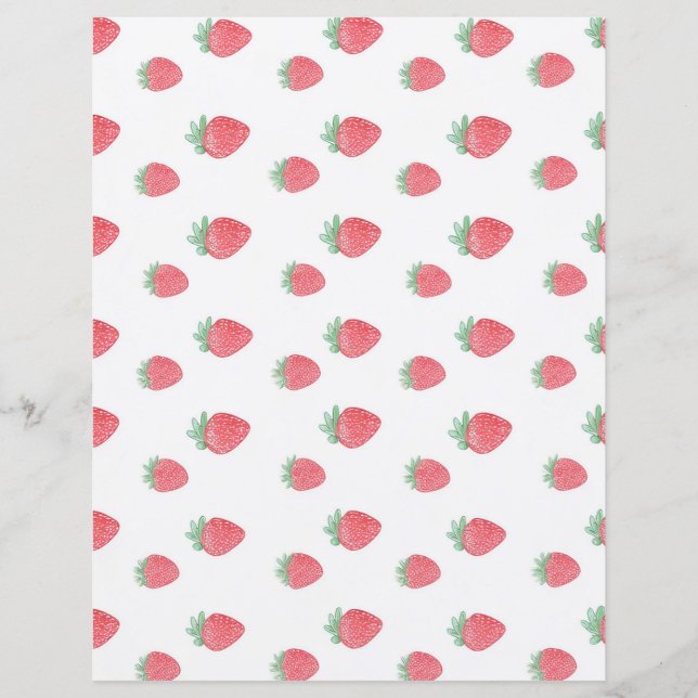 Vintage Strawberry Pattern Paper Stationary (Front)