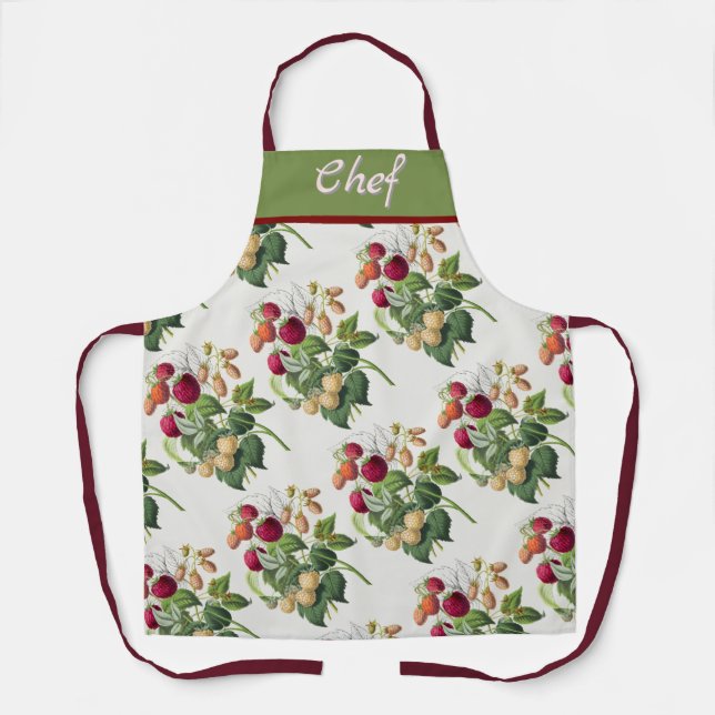 Vintage Strawberry Personalised Colourful Fruit Apron (Front)