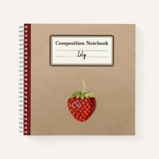 Vintage Strawberry Personalised Composition Notebook