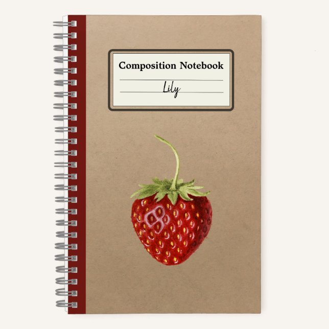 Vintage Strawberry Personalised Composition Notebook (Front)