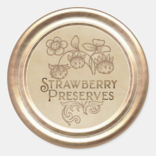 Vintage Strawberry Preserves Jelly Gold Frame  Classic Round Sticker