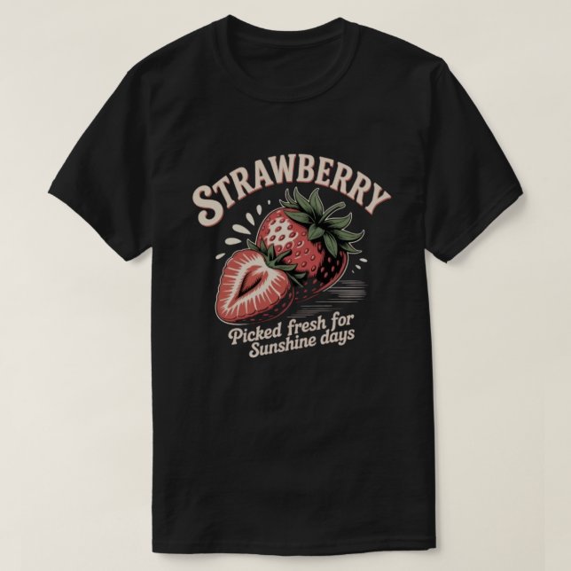Vintage Strawberry Retro Fruit Graphic T-Shirt (Design Front)