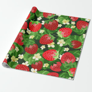 vintage strawberry seamless pattern. Background sw Wrapping Paper