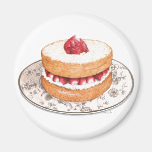 Vintage strawberry shortcake dessert cake magnet