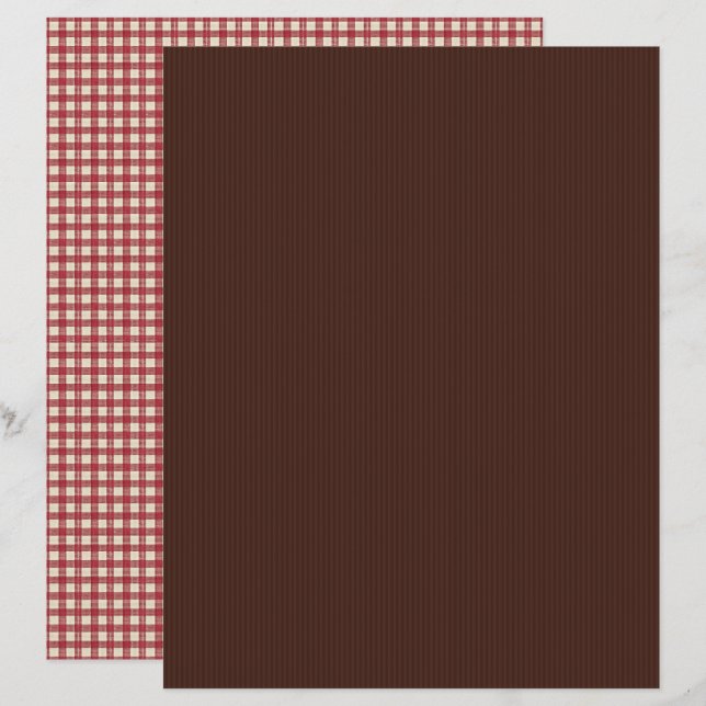 Vintage Strawberry Stripes Scrapbook Paper (Front/Back)