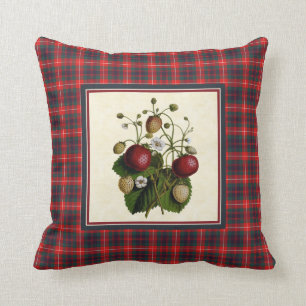 Vintage Strawberry with Fraser Tartan Border Cushion