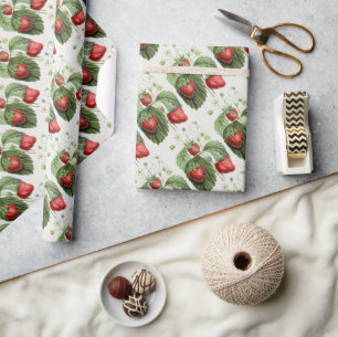 Vintage strawberry wrapping paper