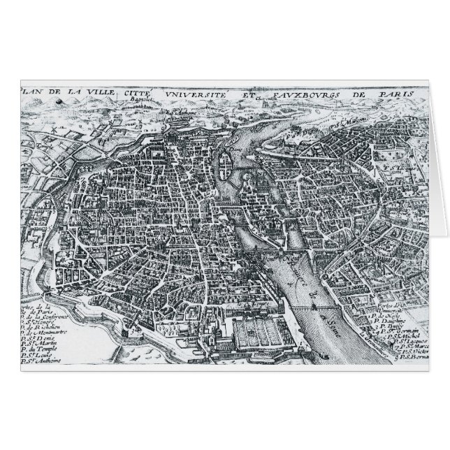Vintage Street Map of Paris France (Front Horizontal)