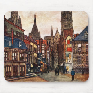 Vintage Street Scene Rouen France Mediaeval Mouse Pad