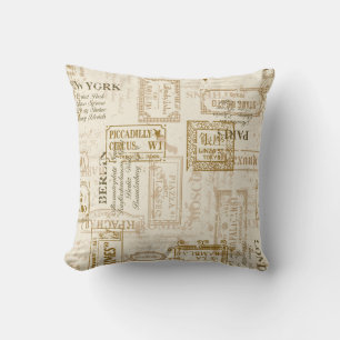 Vintage street signs seamless pattern in custom co cushion