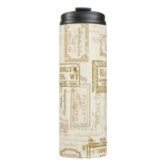 Vintage street signs seamless pattern in custom co thermal tumbler