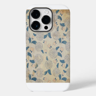 Vintage Stressed Japanese Flowers and Leaves iPhone 14 Pro Case