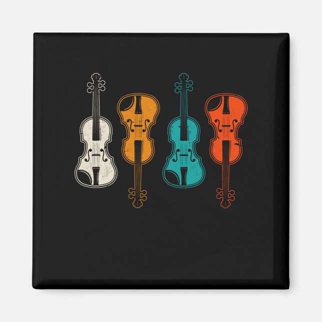 Vintage String Instrument Colourful Violin Player Magnet (Front)