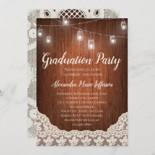 Vintage String Lights Mason Jar Graduation Party Invitation