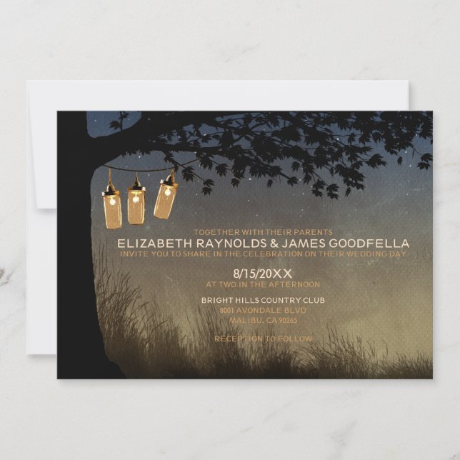 Vintage String Lights Wedding Invitations (Front)