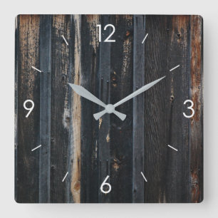 Vintage Stripe Design Rustic Country Wooden Decor Square Wall Clock