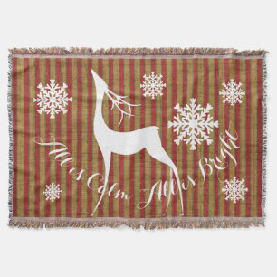 Vintage Stripe Holiday Deer Throw