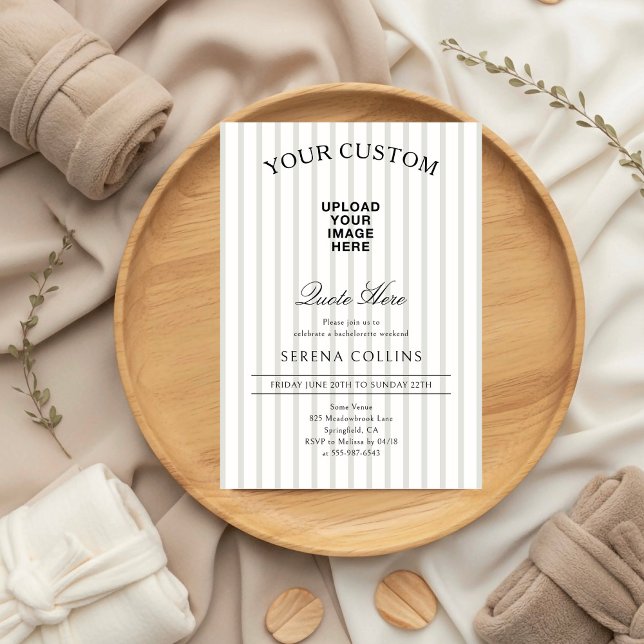 Vintage Stripe Sage Bachelorette Party Weekend Invitation (Creator Uploaded)