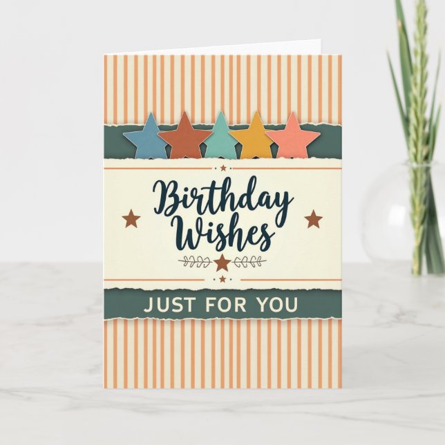 Vintage Striped Birthday Card (Front)