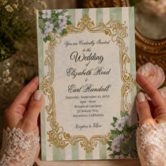 Vintage Striped Botanical Invite