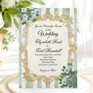 Vintage Striped Botanical Invite