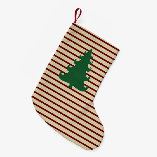 Vintage striped Christmas tree  Small Christmas St Stocking (Front (Hanging))