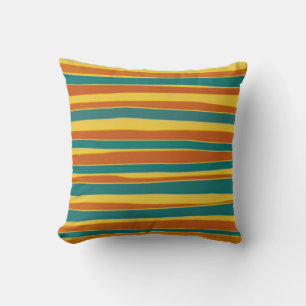 Vintage striped coloured painting Abstract Art Cushion