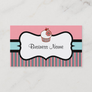 Vintage Striped Cupcake Business Card
