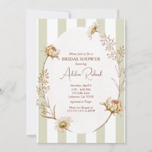 Vintage Striped Floral Bridal Shower Invitation