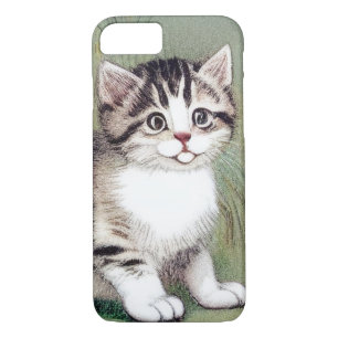 Vintage Striped Kitten Illustration Case-Mate iPhone Case
