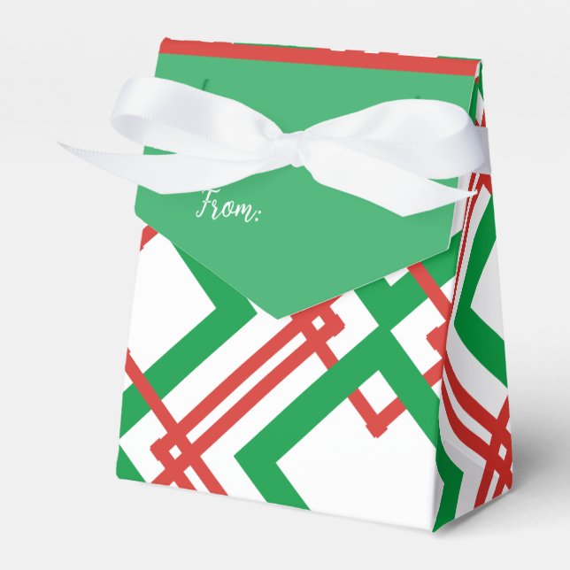 Vintage striped red and green  favour box (Front Side)