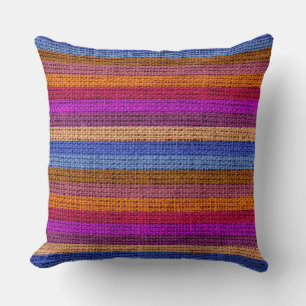 Vintage Stripes Burlap Linen Rustic Jute #2 Cushion