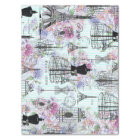 Vintage stripes Eiffel Tower collage pink floral