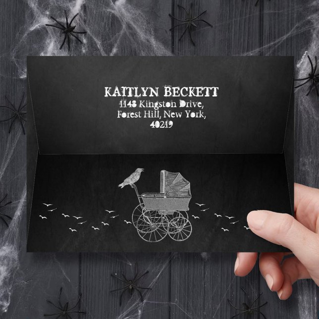 Vintage Stroller Halloween Baby Shower Envelope (Creator Uploaded)