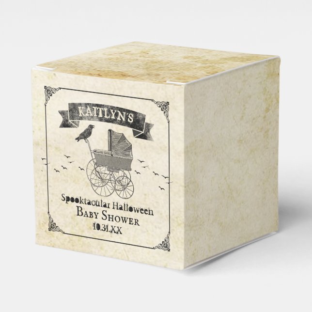 Vintage Stroller Halloween Baby Shower Favour Box (Front Side)