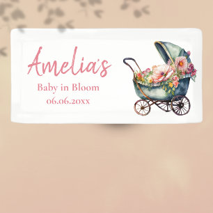 Vintage Stroller Personalised Baby Shower Banner