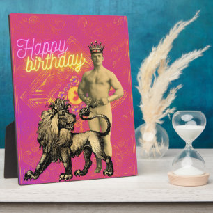 Vintage Strongman Funky Altered Art Birthday Table Plaque