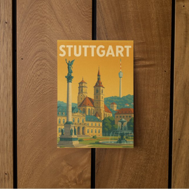 Vintage Stuttgart Germany Landmarks Postcard (Vintage Stuttgart Germany Travel Postcard)