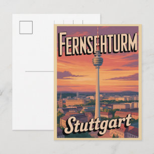 Vintage Stuttgart TV Tower Fernsehturm german gift Postcard