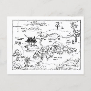 Vintage Style 100 Acre Woods Map Postcard