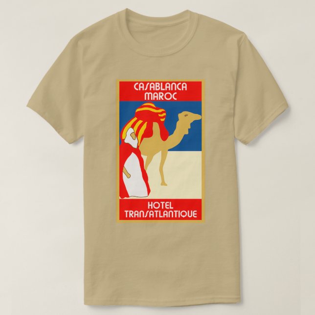 Vintage style 1920s Casablanca travel advertising T-Shirt (Design Front)