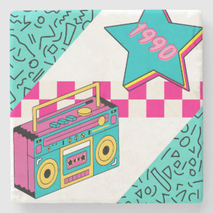 Vintage Style 1990 Stereo Stone Coaster