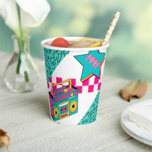 Vintage Style 1991 Stereo  Paper Cups