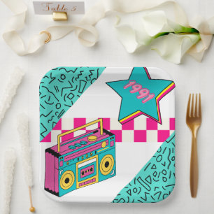 Vintage Style 1991 Stereo  Paper Plate