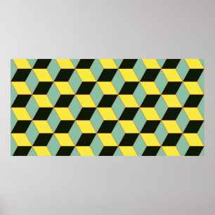 vintage style 3D geometric seamless pattern with c Poster