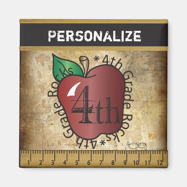 Vintage Style 4th Grade Teacher Magnet (Front)