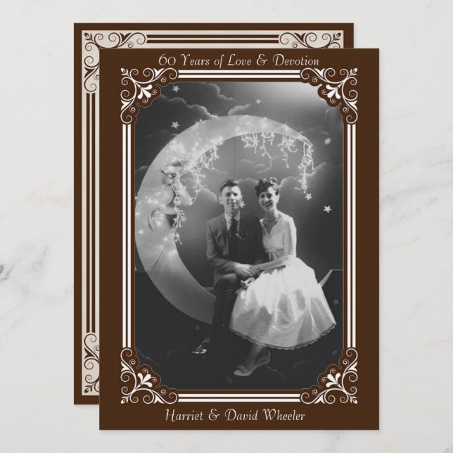 Vintage Style 60th Anniversary Celebration Invitation (Front/Back)