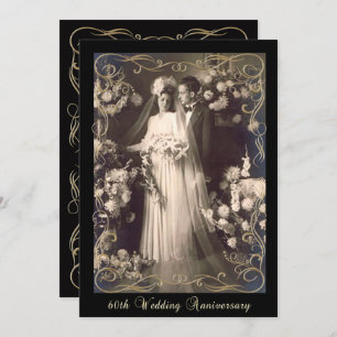 Vintage Style 60th Wedding Anniversary Invitation